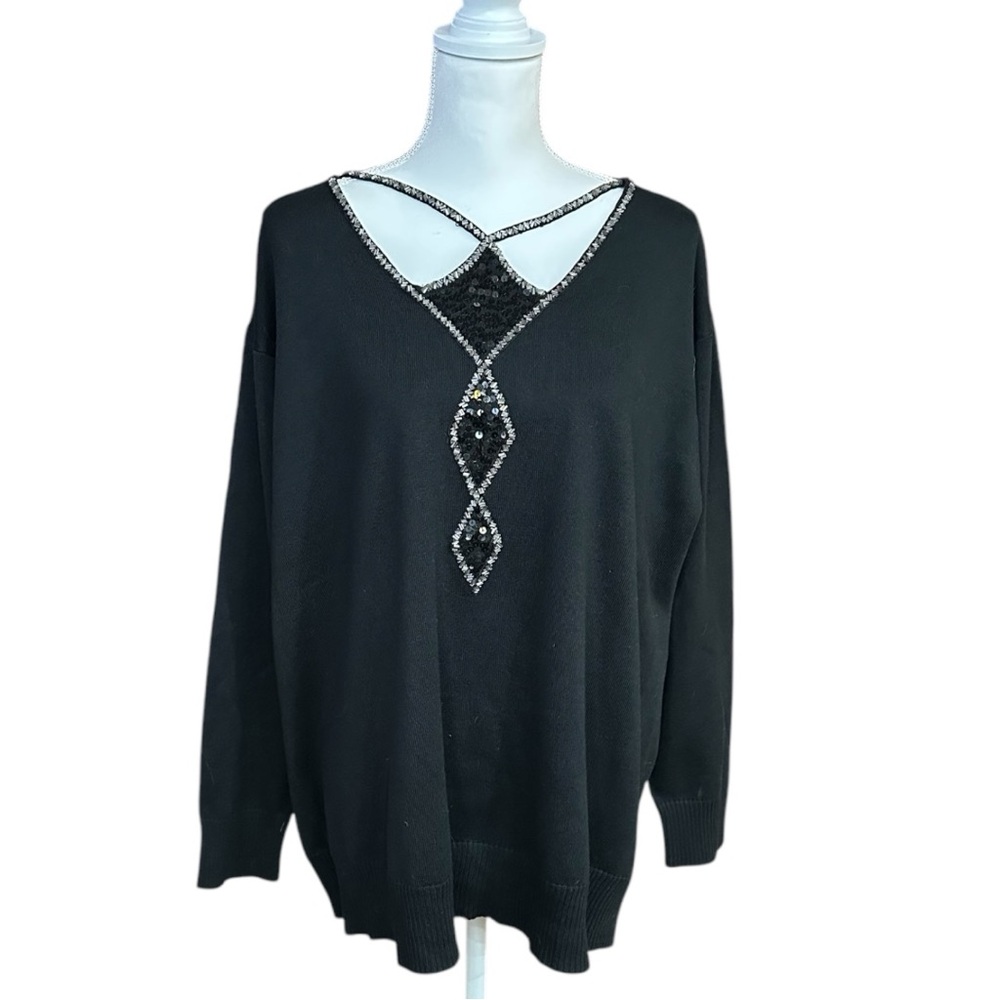 Bob Mackie Wearable Art Embellished Sweater